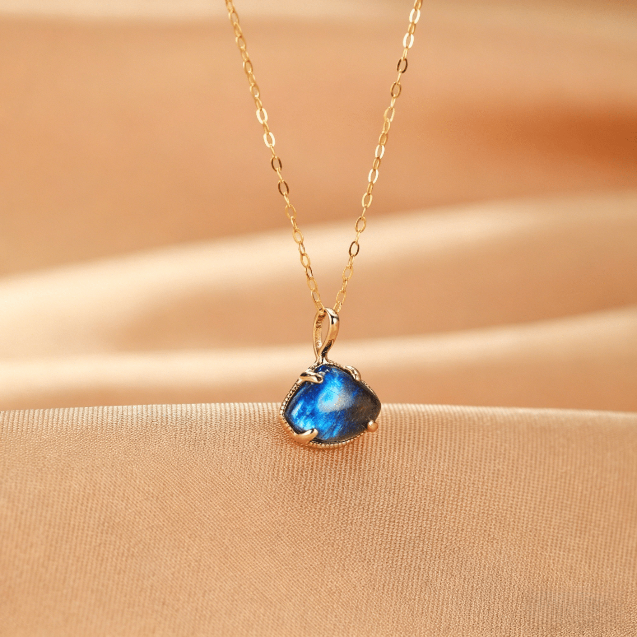 Collier Labradorite Argent Plaqué Or Bijou Femme - Biloria