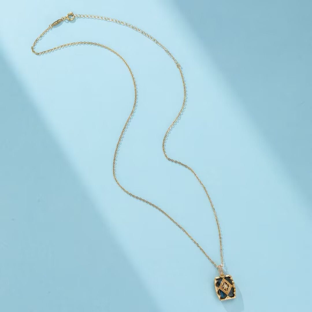 Collier Labradorite Aurore Argent Plaqué Or Bijou Mystique - Biloria
