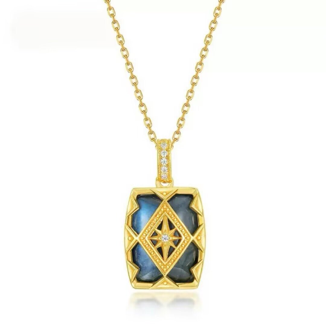 Collier Labradorite Aurore Argent Plaqué Or Bijou Mystique - Biloria