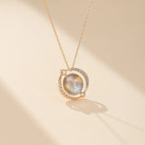 Collier Labradorite avec Pendentif Planète, Argent Plaqué Or 14k - Biloria