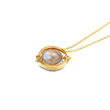 Collier Labradorite avec Pendentif Planète, Argent Plaqué Or 14k - Biloria
