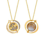 Collier Labradorite avec Pendentif Planète, Argent Plaqué Or 14k - Biloria