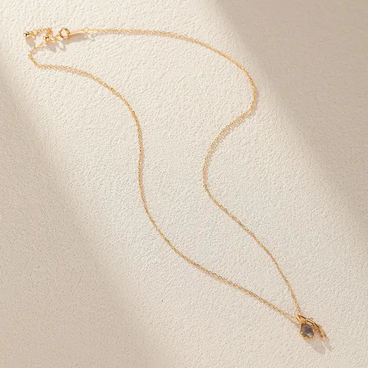 Collier Labradorite Cordiérite Argent Plaqué Or Apaisement Spirituel - Biloria