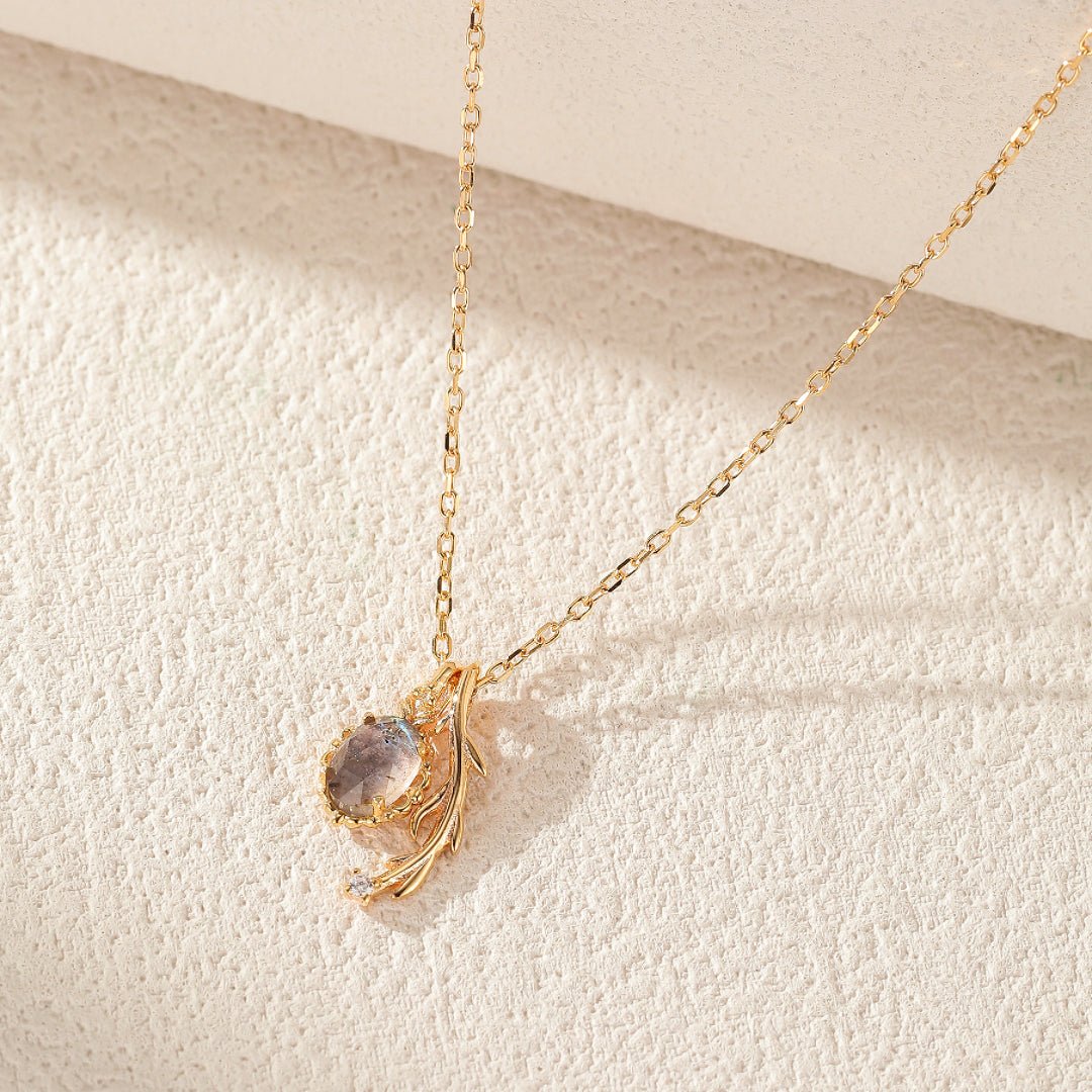 Collier Labradorite Cordiérite Argent Plaqué Or Apaisement Spirituel - Biloria