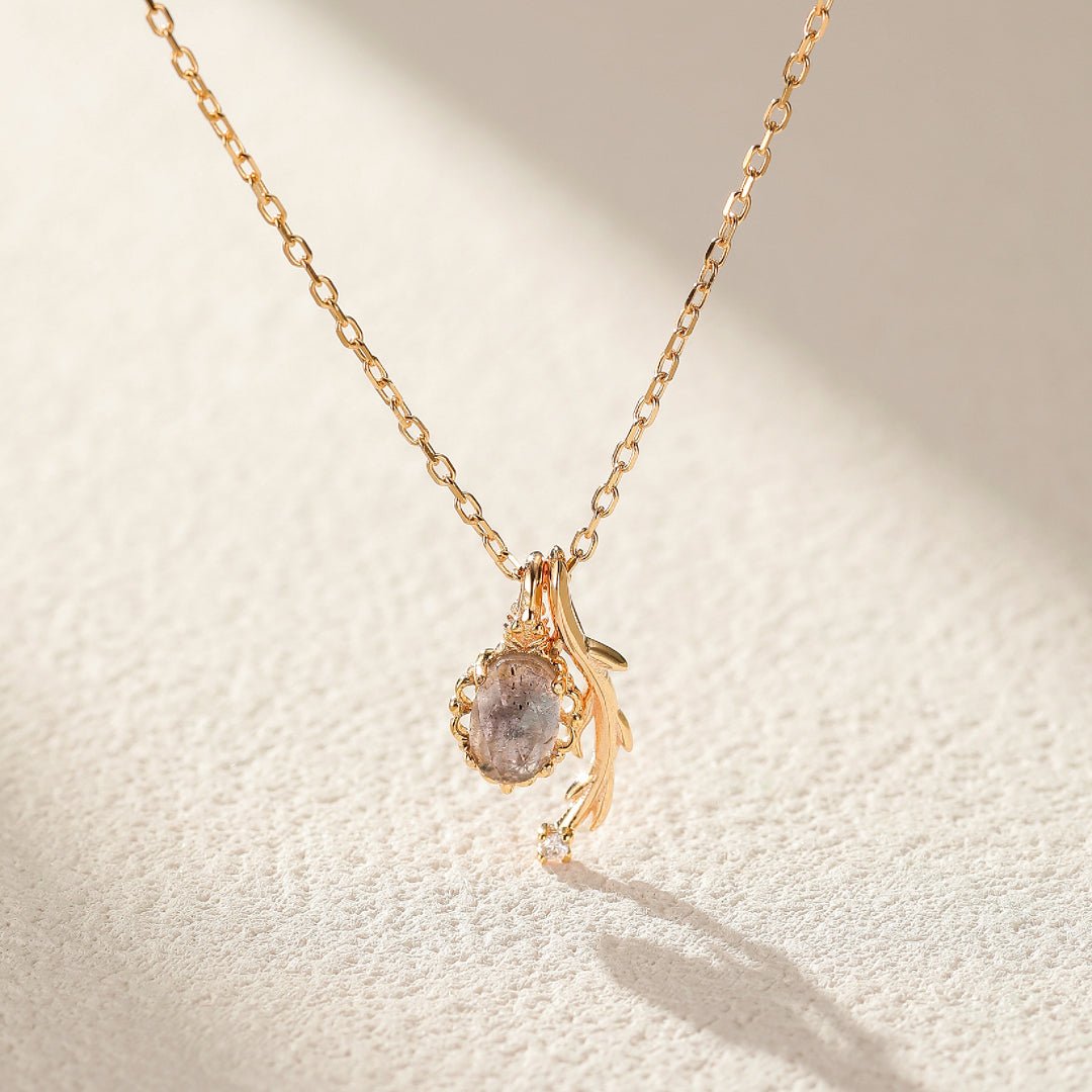 Collier Labradorite Cordiérite Argent Plaqué Or Apaisement Spirituel - Biloria
