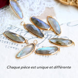 Collier Labradorite Élipse Protectrice – Argent Plaqué Or - Biloria