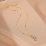 Collier Labradorite Halo Mystique Argent Plaqué Platine - Biloria