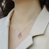 Collier Labradorite Halo Mystique Argent Plaqué Platine - Biloria