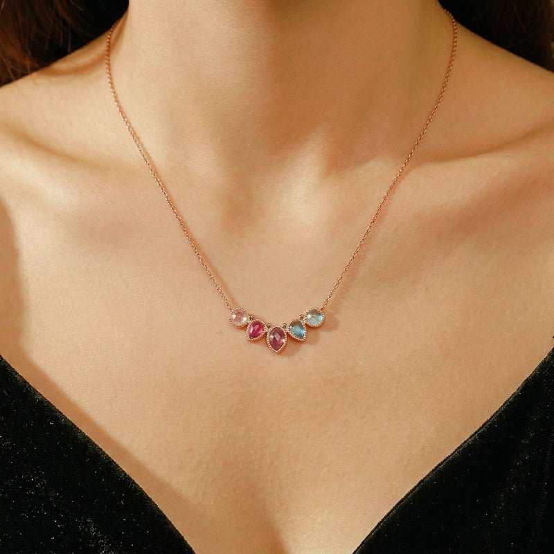 Collier Labradorite Topaze Iolite Améthyste – Argent Or 14K - Biloria