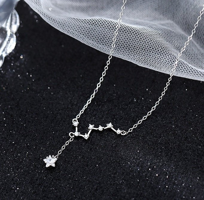 Collier Lune et Étoile Septentrion Argent Pur 999 Céleste - Biloria