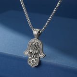 Collier Main de Fatma Protection Acier Titane - Biloria