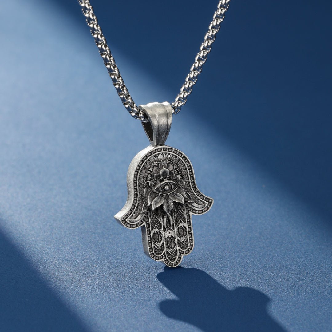 Collier Main de Fatma Protection Acier Titane - Biloria