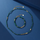 Collier Malachite Vintage Argent Plaqué Or Protection - Biloria
