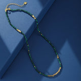 Collier Malachite Vintage Argent Plaqué Or Protection - Biloria