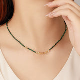 Collier Malachite Vintage Argent Plaqué Or Protection - Biloria