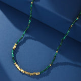 Collier Malachite Vintage Argent Plaqué Or Protection - Biloria