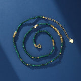 Collier Malachite Vintage Argent Plaqué Or Protection - Biloria