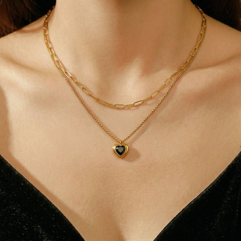 Collier Multirang Cœur en Acier Inoxydable - Biloria