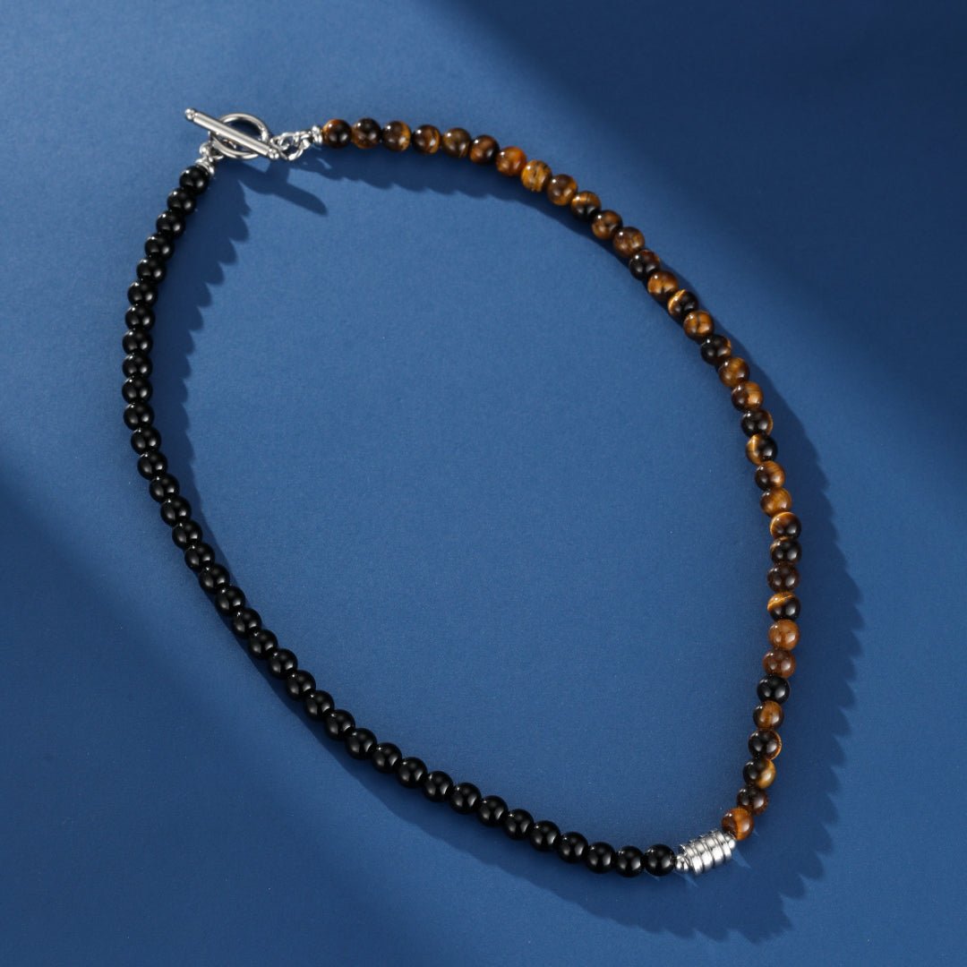 Collier Œil de Tigre et Obsidienne – Équilibre Feng Shui - Biloria