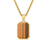 Collier Œil de Tigre Homme en Acier Inoxydable - Biloria