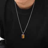Collier Œil de Tigre Homme en Acier Inoxydable - Biloria