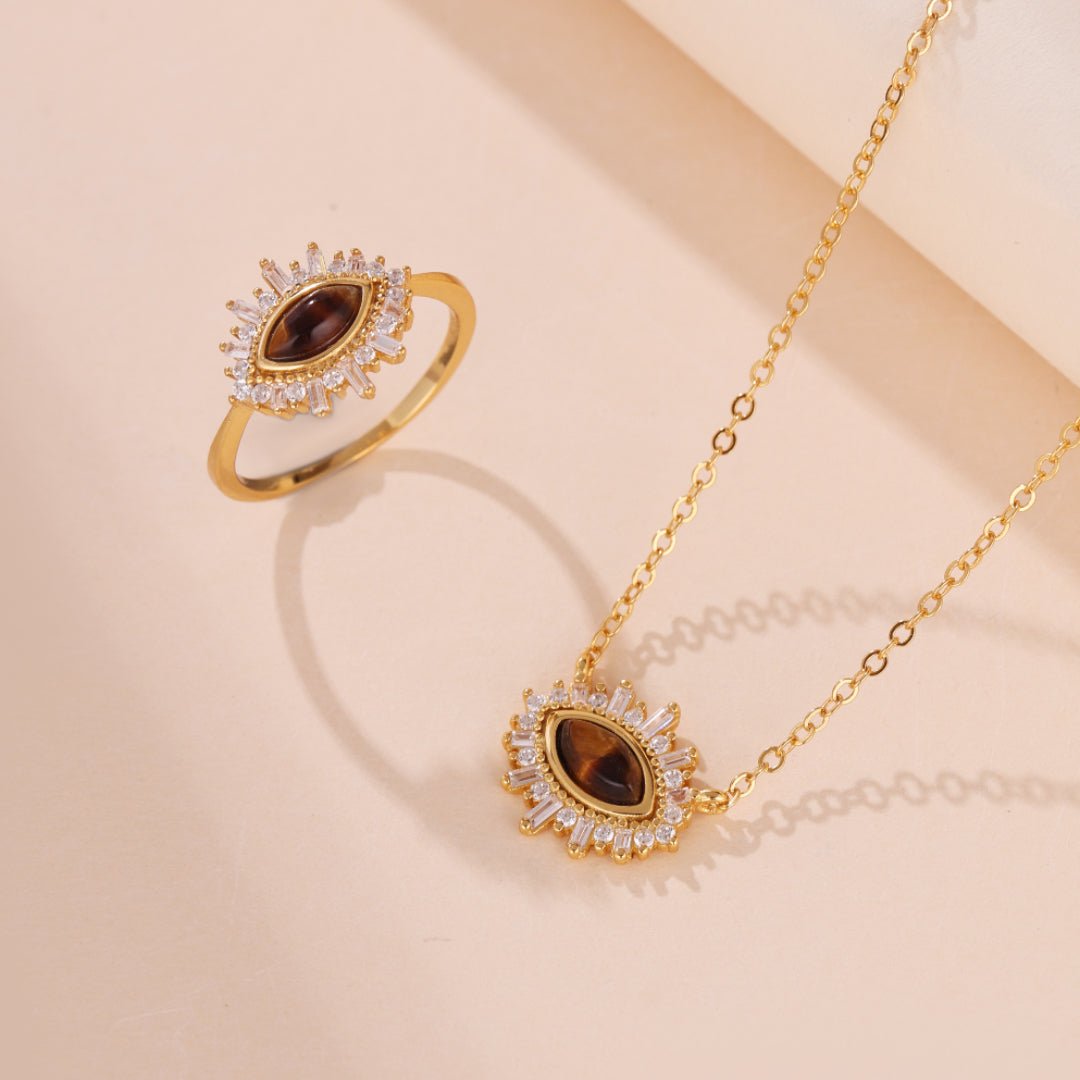 Collier Œil de Tigre Larmes de Nuit – Bijou Protecteur Cadeau Femme - Biloria