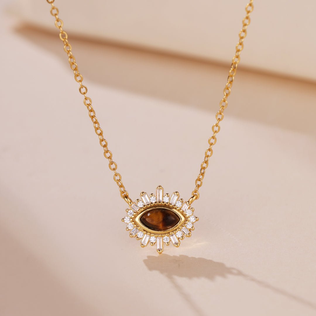 Collier Œil de Tigre Larmes de Nuit – Bijou Protecteur Cadeau Femme - Biloria