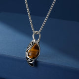 Collier Œil de Tigre – Pierre Protectrice en Acier Titane - Biloria