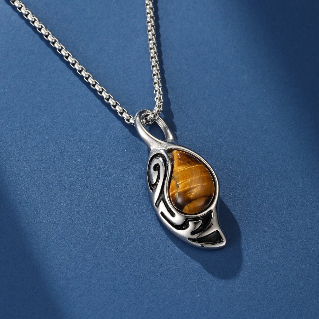 Collier Œil de Tigre – Pierre Protectrice en Acier Titane - Biloria