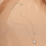 Collier Opale Cœur Solaire Lune Argent 925 - Biloria