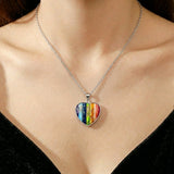 Collier Pendentif Cœur Régalite Multicolore Acier Inoxydable - Biloria