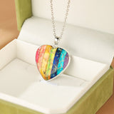 Collier Pendentif Cœur Régalite Multicolore Acier Inoxydable - Biloria