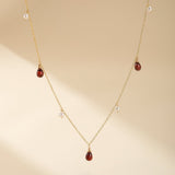 Collier Perles Grenat Argent Plaqué Or 14K - Cadeau Passion - Biloria