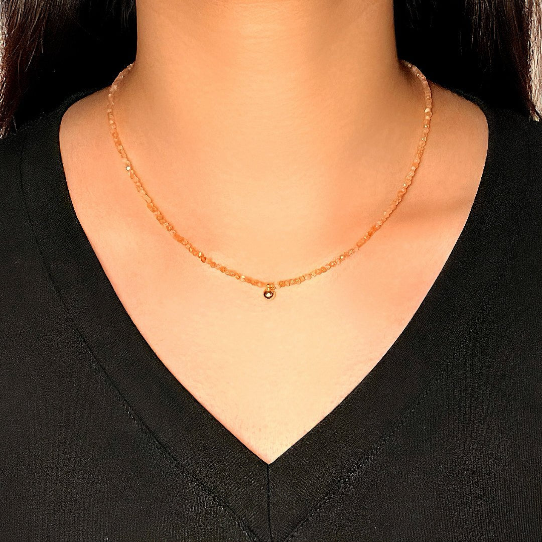 Collier Pierre de Soleil Argent Plaqué Or – Bijou Énergie Solaire - Biloria