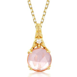 Collier Quartz Rose et Zircon, Argent Plaqué Or – Bijou Floral - Biloria