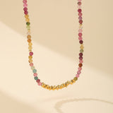 Collier Tourmaline Multicolore Argent Plaqué Or Équilibre - Biloria