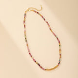 Collier Tourmaline Multicolore Argent Plaqué Or Équilibre - Biloria