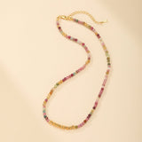 Collier Tourmaline Multicolore Argent Plaqué Or Équilibre - Biloria