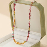 Collier Tourmaline Multicolore Argent Plaqué Or Équilibre - Biloria