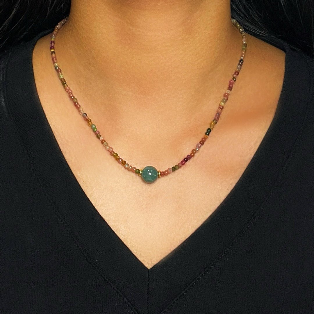 Collier Tourmaline Multicolore et Jadéite Vertus Harmonie - Biloria