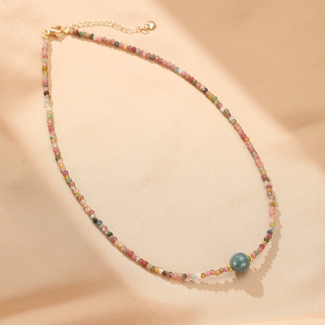 Collier Tourmaline Multicolore et Jadéite Vertus Harmonie - Biloria