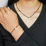 Collier Tourmaline Spinelle Noire Cœur Argent Plaqué Or - Biloria