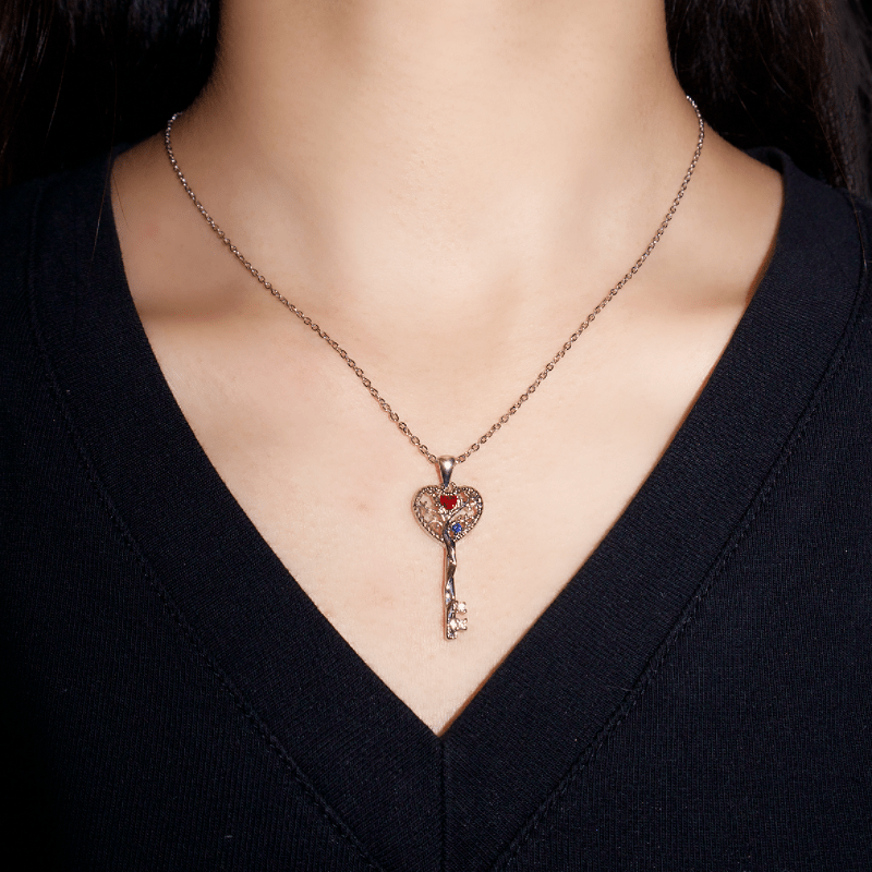 Pendentif Clé d'Amour Arbre de Vie – Zircon Argent S925 - Biloria