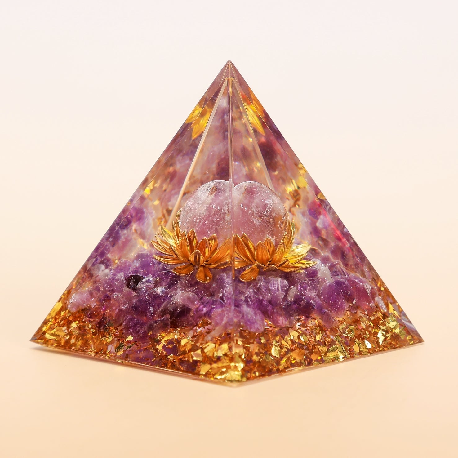 Pyramide Orgonite Lotus Améthyste – Renouveau Spirituel - Biloria